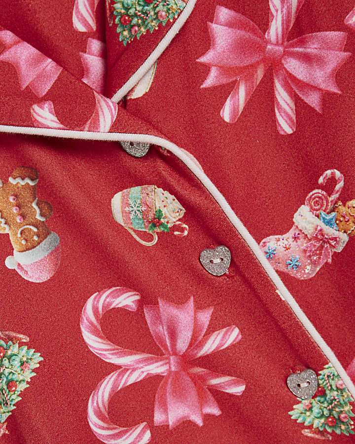 Mini Girls Red Christmas Pyjamas