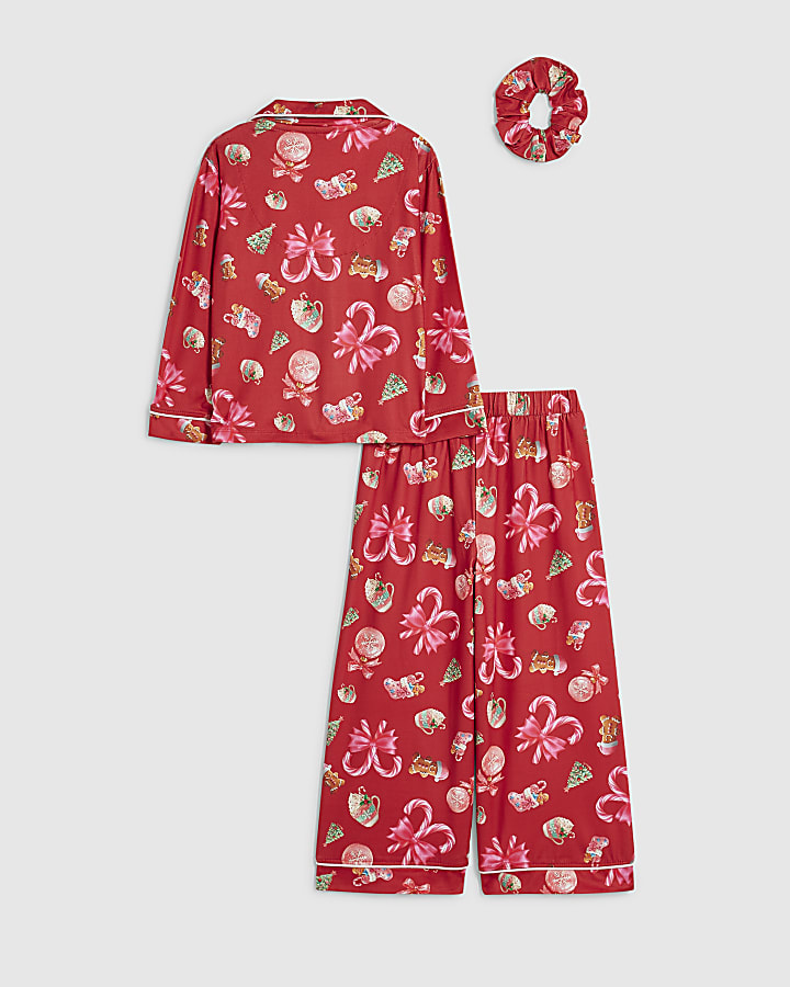 Mini Girls Red Christmas Pyjamas