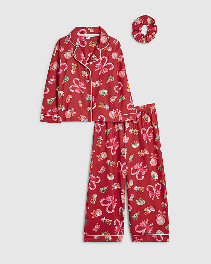 Mini Girls Red Christmas Pyjamas