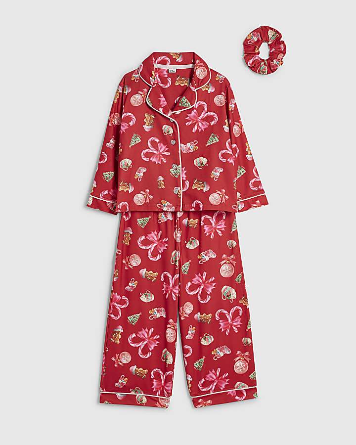 Mini Girls Red Christmas Pyjamas