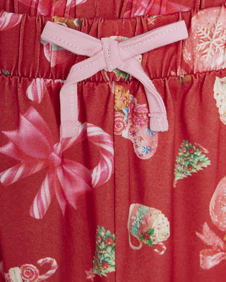 Girls Red Christmas Pyjamas Set