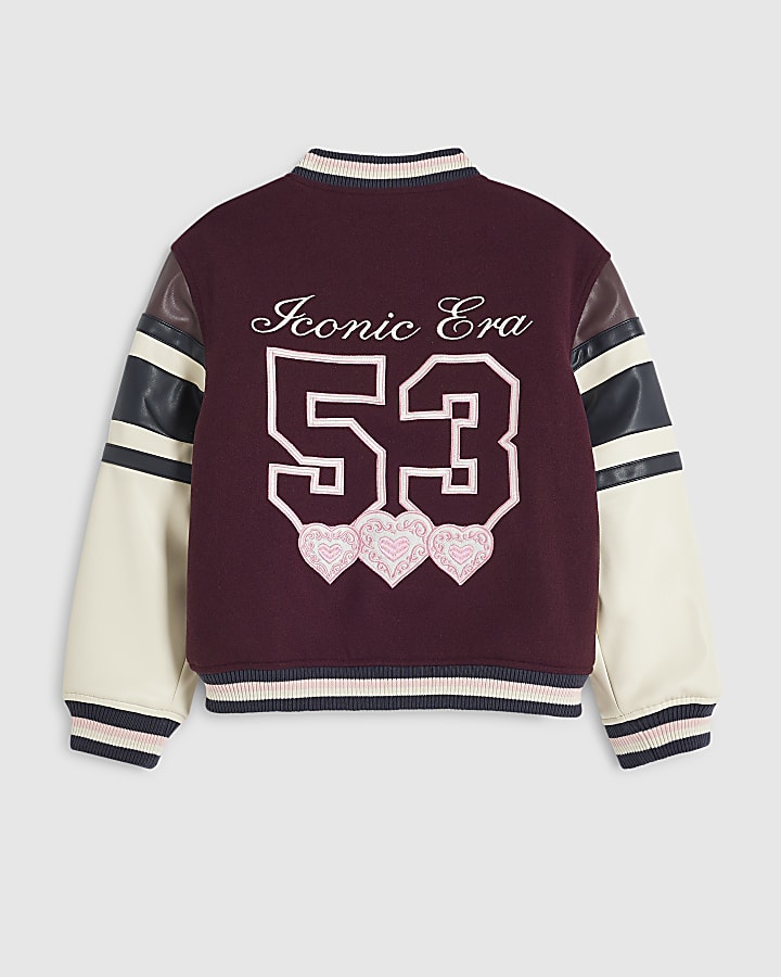Girls Purple Badged Bomber Jacket