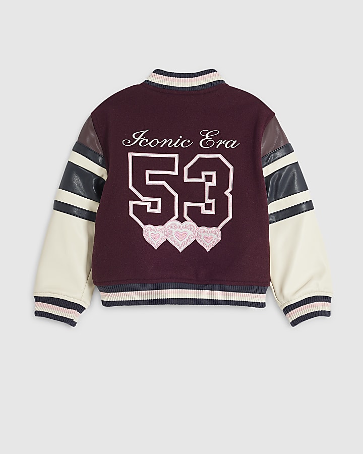 Mini Girls Purple Badged Bomber Jacket
