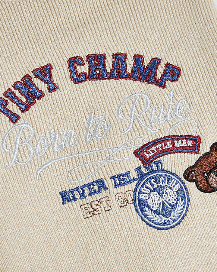 Baby Boys Beige Varsity Cardigan Set