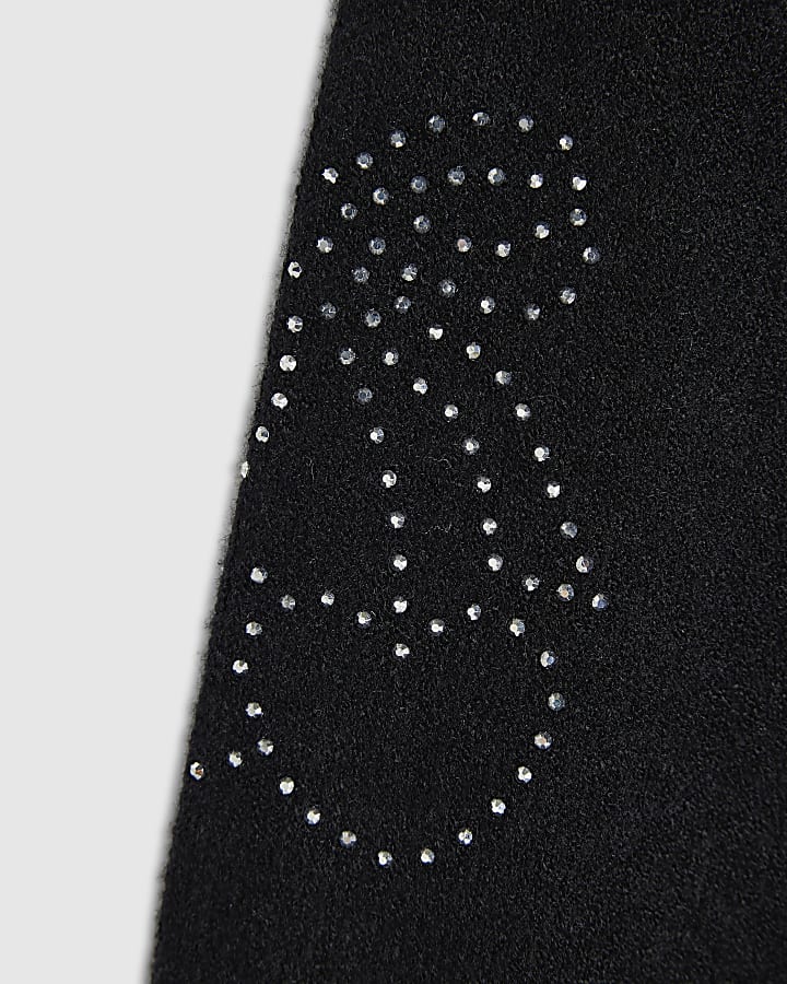 Girls Black Diamante Bow Cardigan