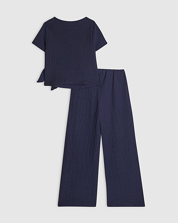 Girls Navy T-Shirt And Trousers Set