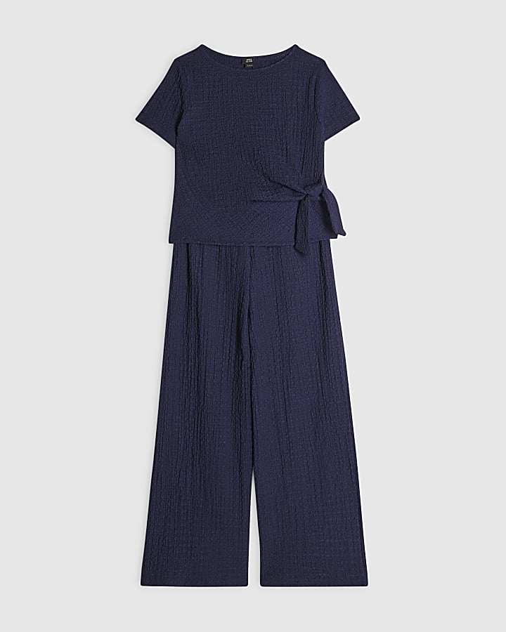Girls Navy T-Shirt And Trousers Set