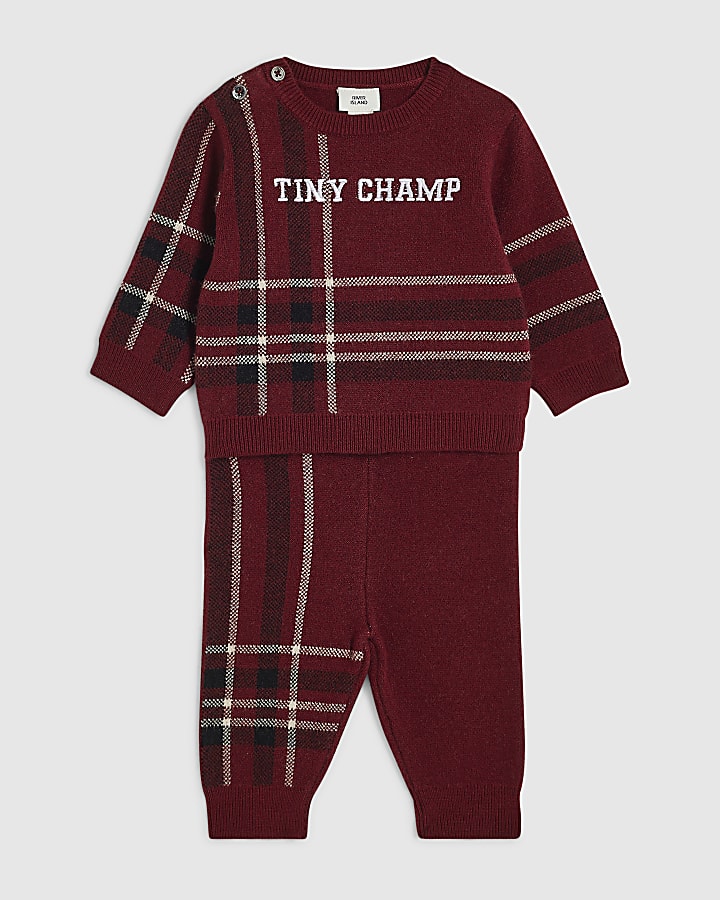 Baby Boys Red Tiny Champ Knit Jumper Set