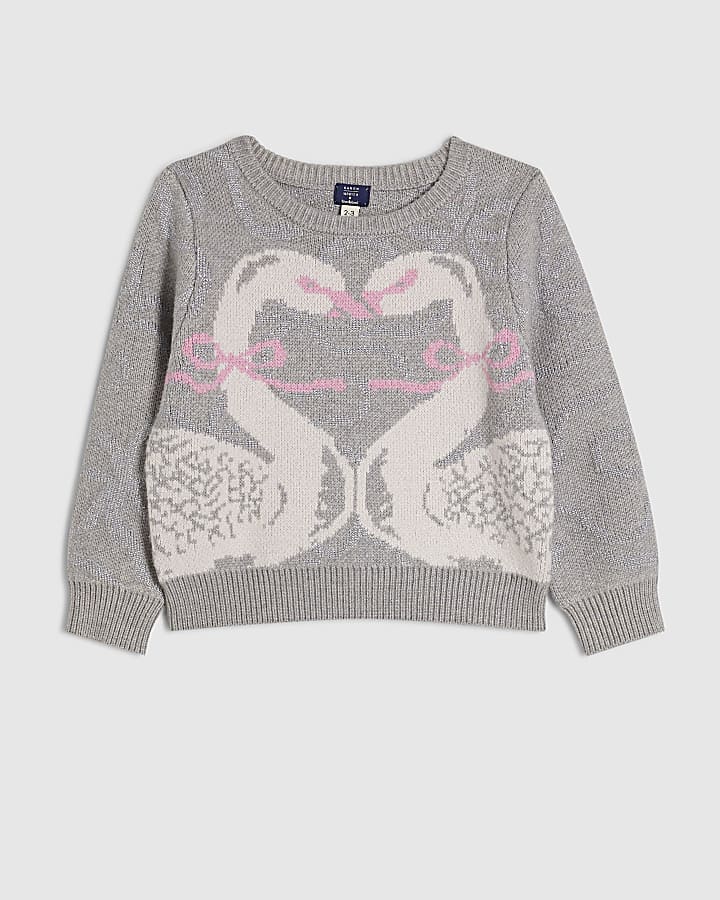 Mini Girls Grey Swan Jumper