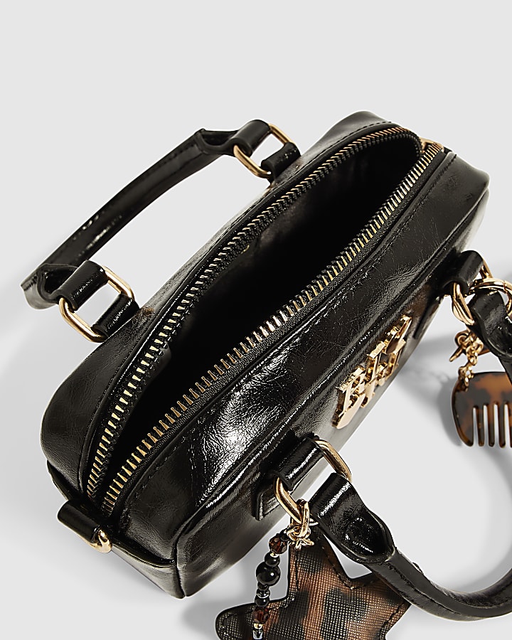 Mini Girls Black Charm Crossbody Bag