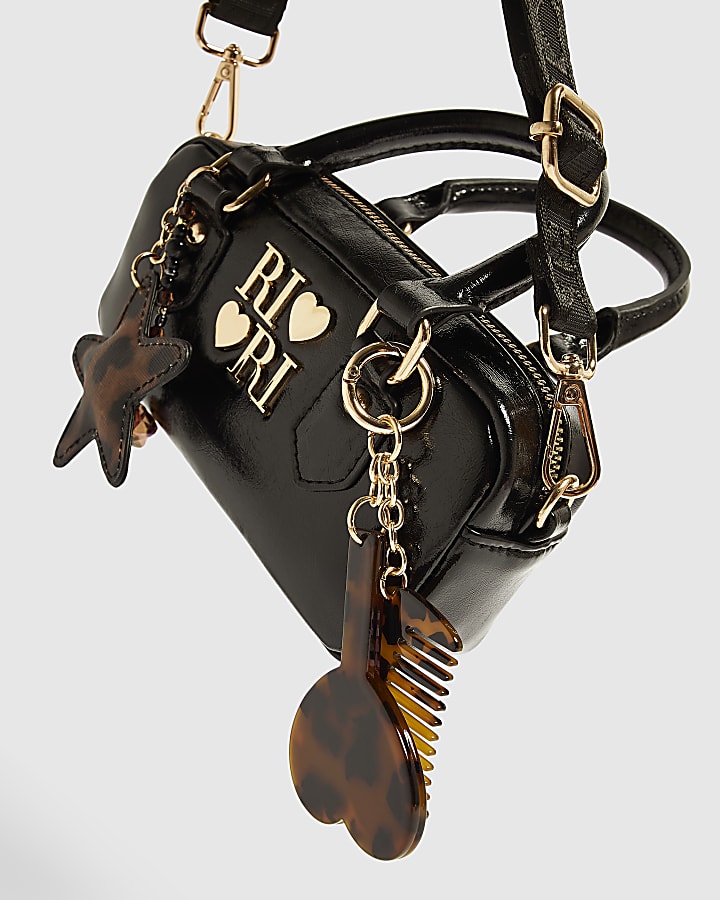 Mini Girls Black Charm Crossbody Bag
