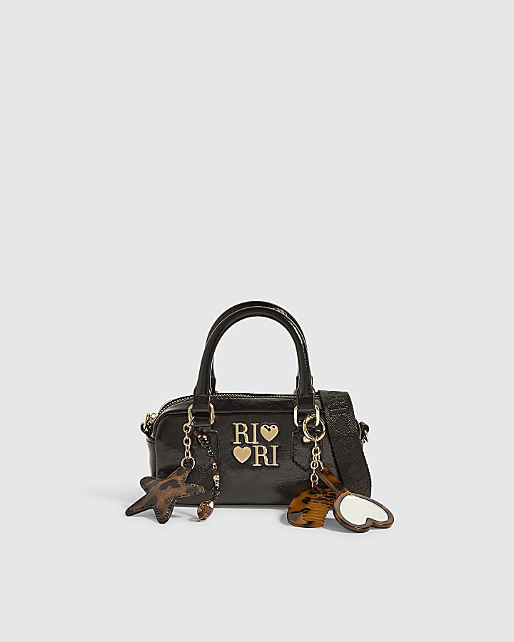 Mini Girls Black Charm Crossbody Bag