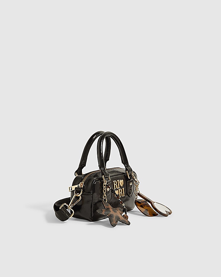 Mini Girls Black Charm Crossbody Bag