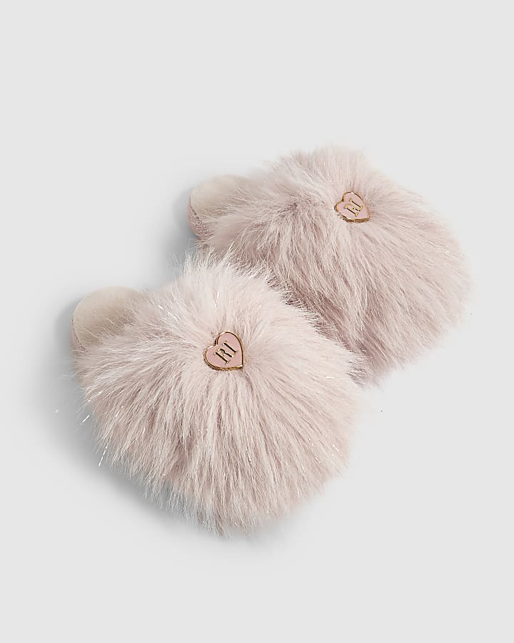 Girls Pink Fluffy Slippers