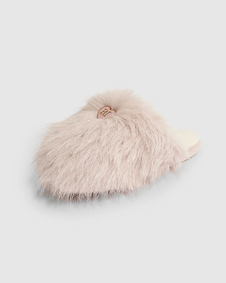 Girls Pink Fluffy Slippers