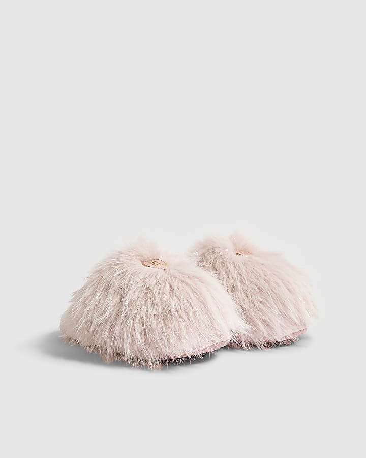 Girls Pink Fluffy Slippers