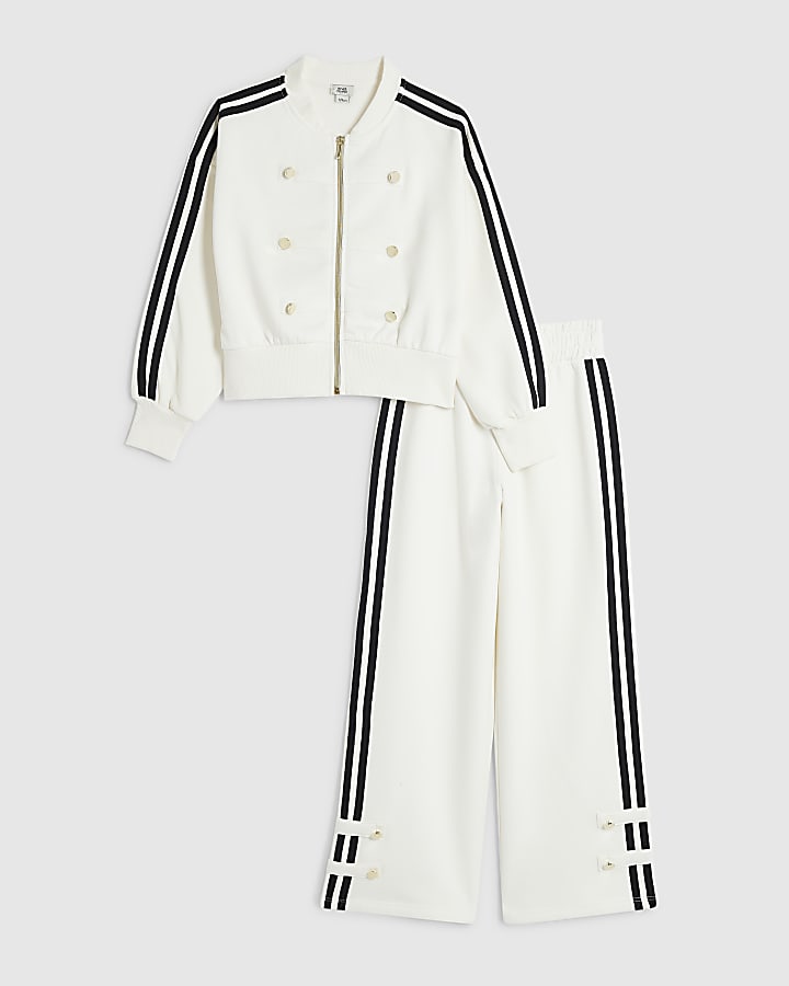 Girls Cream Drummer Bomber Tracksuit Set