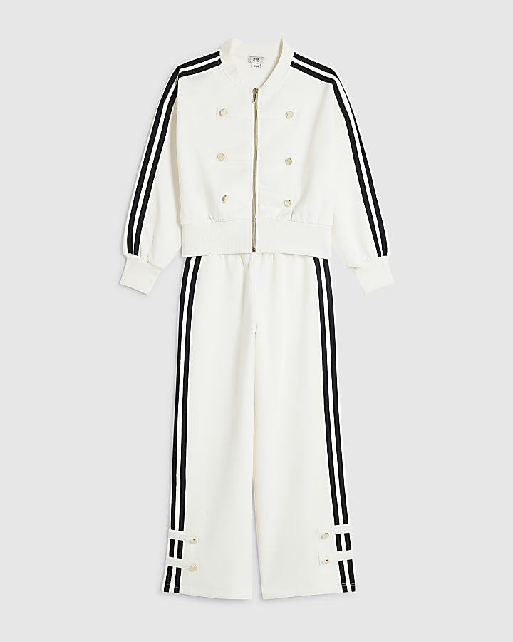 Girls Cream Drummer Bomber Tracksuit Set