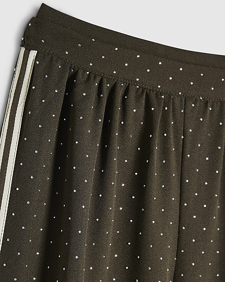 Girls Khaki Embellished Cargo Trousers