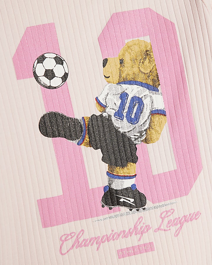 Baby Girls Pink Football Bear 10 Bodysuit Set