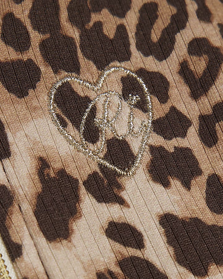 Mini Girls Brown Leopard Print Polo Dress