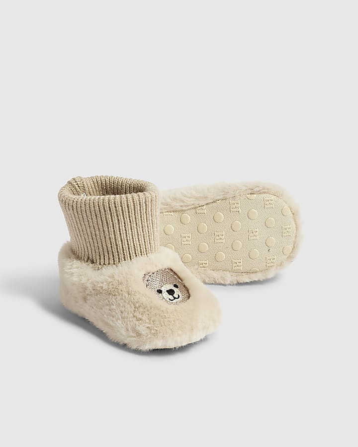 Baby Cream Bear Slipper Booties