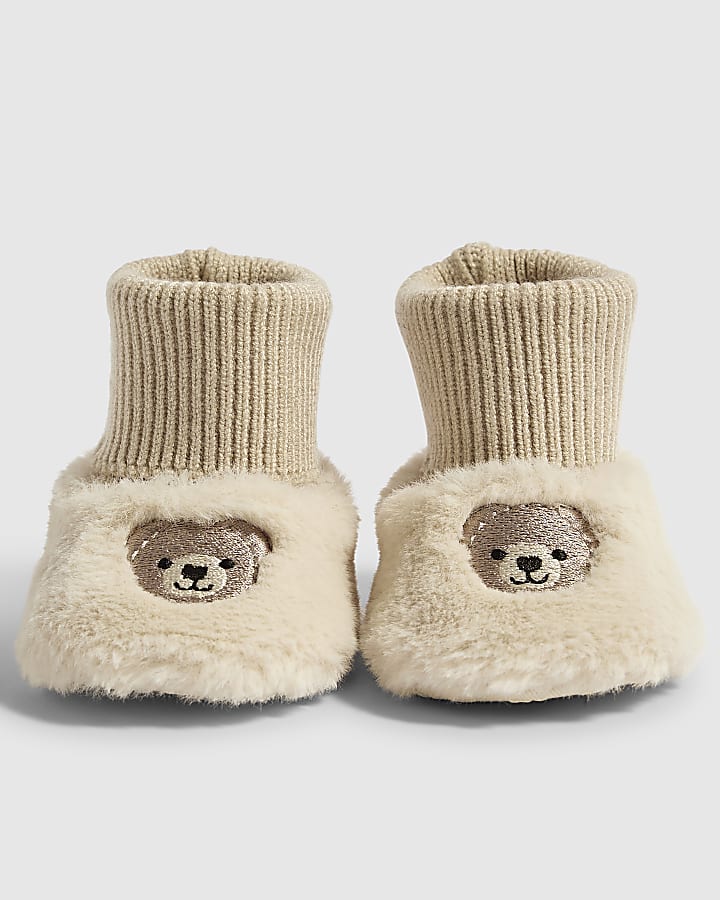 Baby Cream Bear Slipper Booties