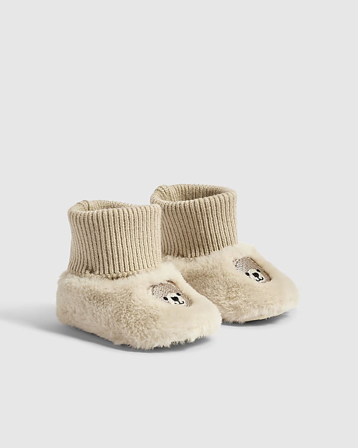 Baby Cream Bear Slipper Booties