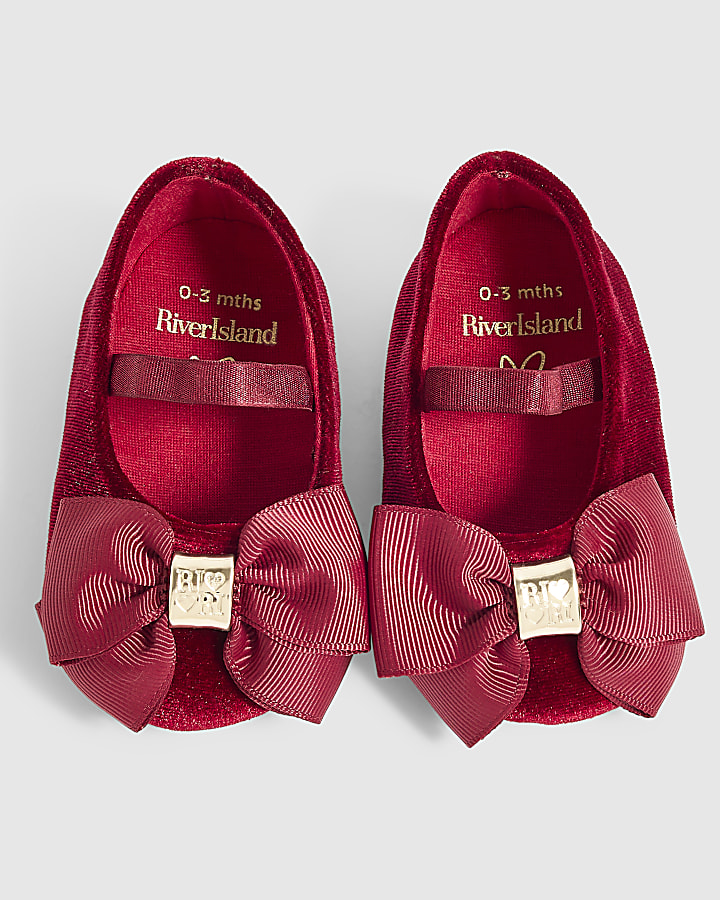 Baby Girls Red Monogram Soles Ballerina Shoes
