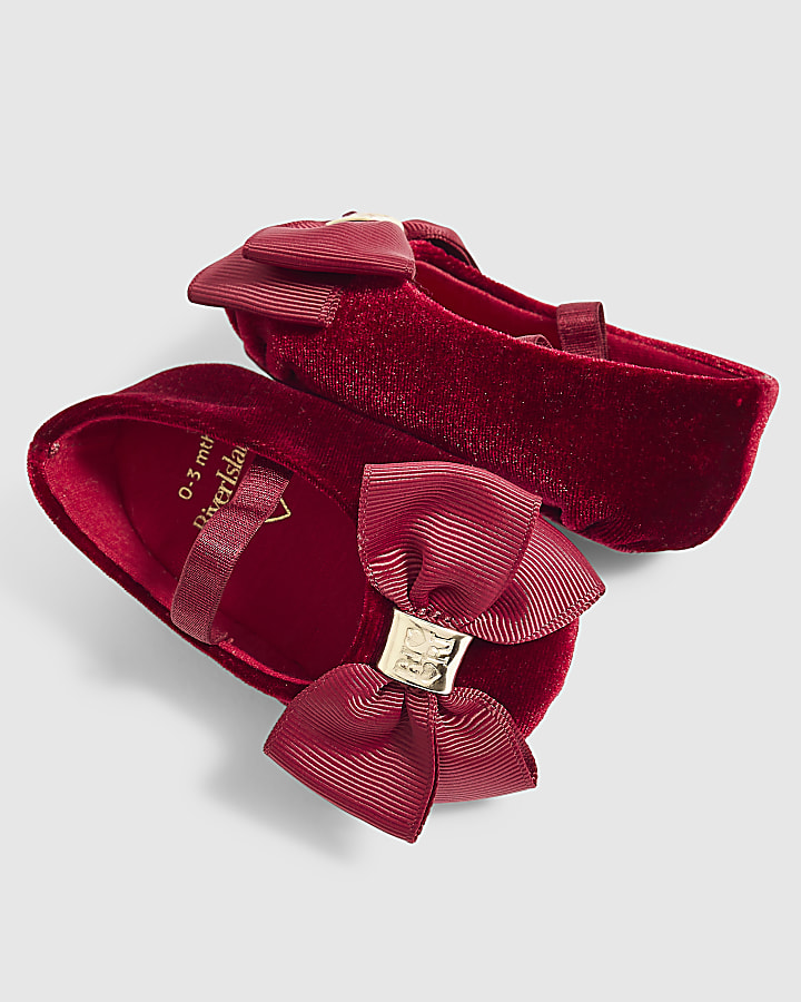Baby Girls Red Monogram Soles Ballerina Shoes