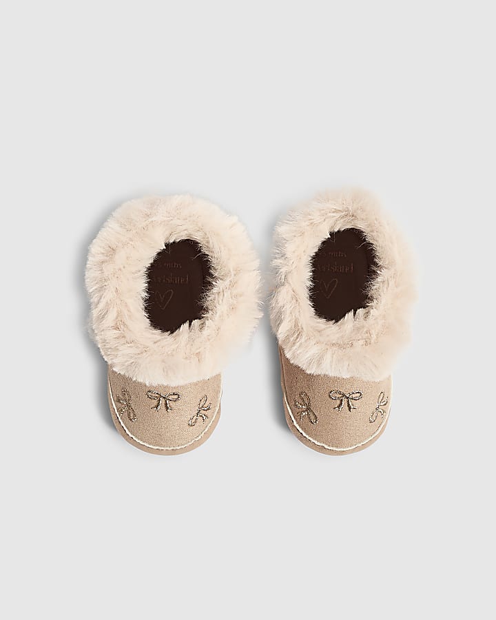 Baby Girls Pink Embroidered Booties