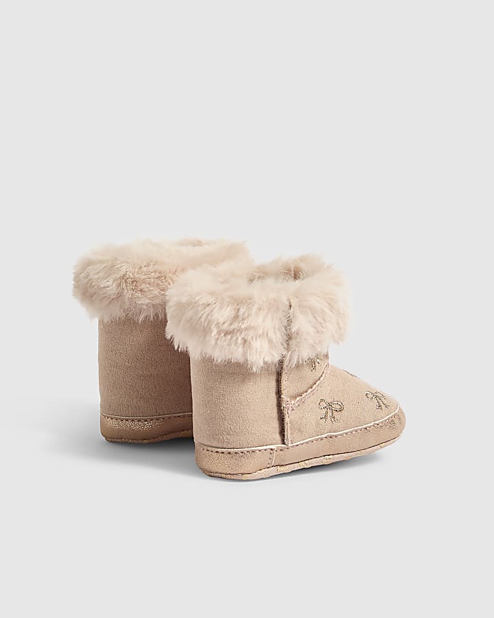 Baby Girls Pink Embroidered Booties