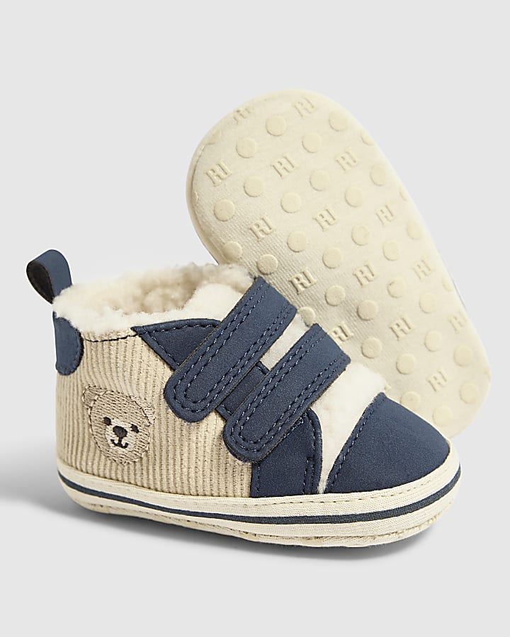 Baby Boys Navy Corduroy High Top Trainers