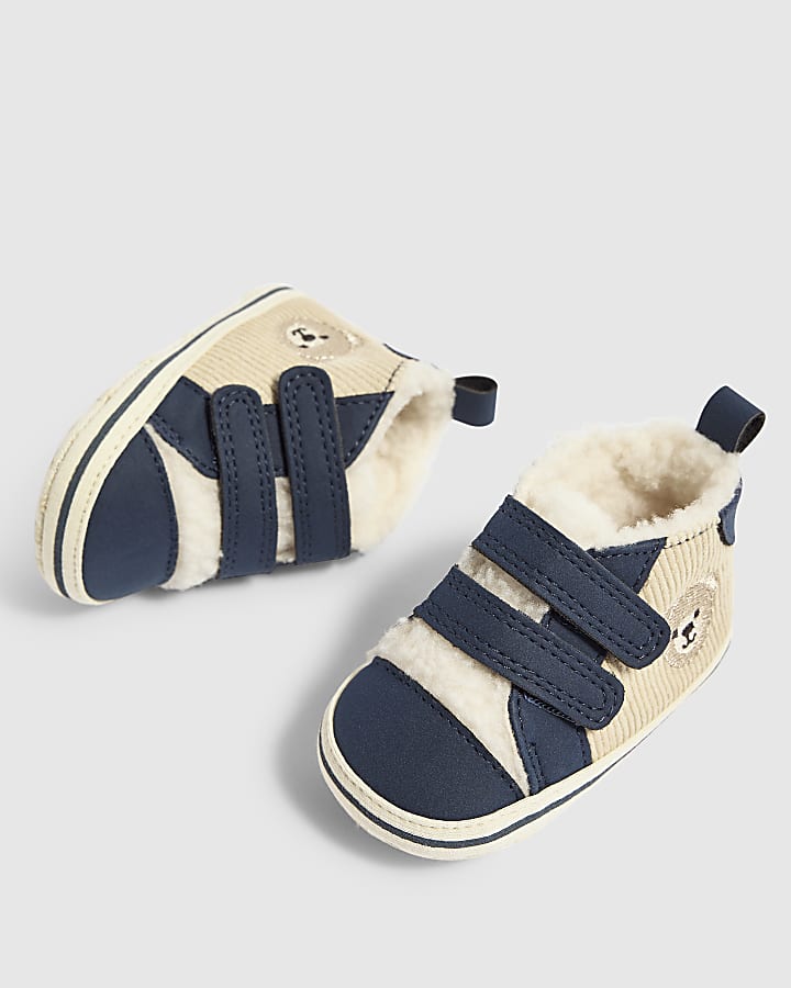 Baby Boys Navy Corduroy High Top Trainers