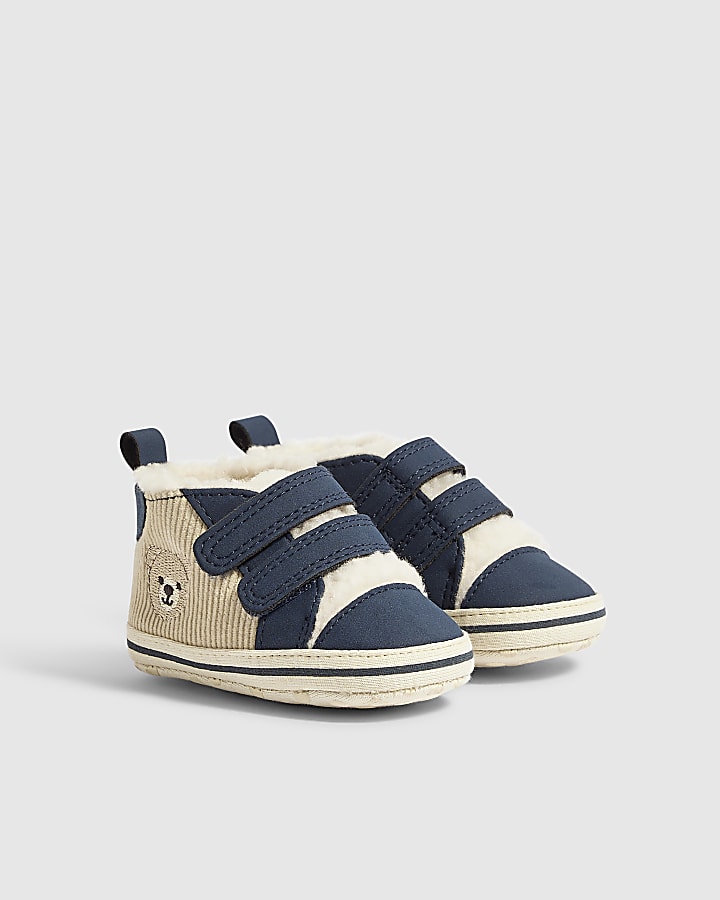 Baby Boys Navy Corduroy High Top Trainers
