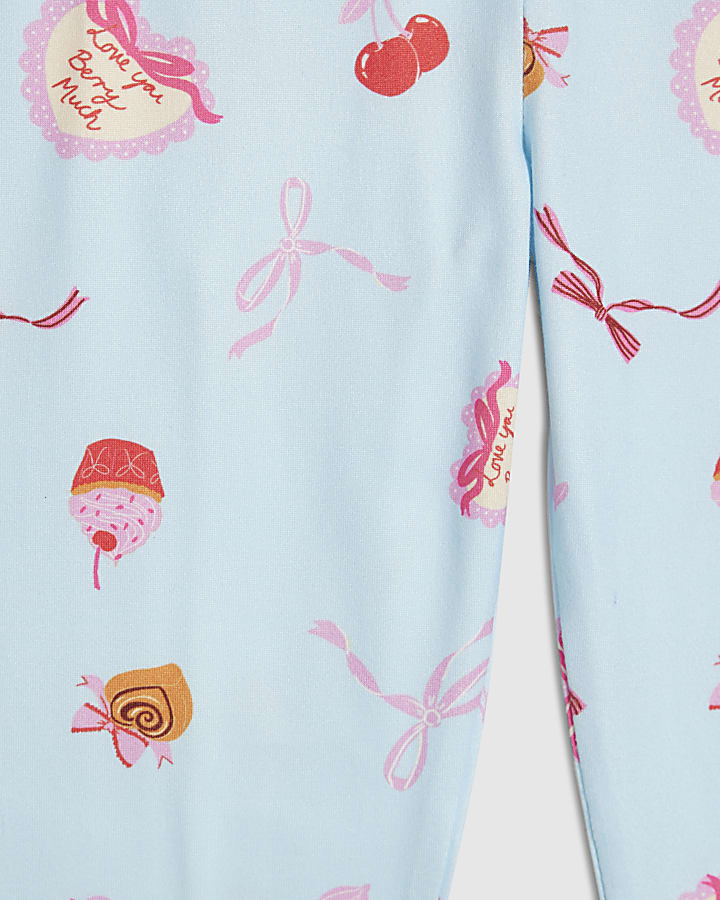 Mini Girls Blue Bakery Print Pyjamas Set