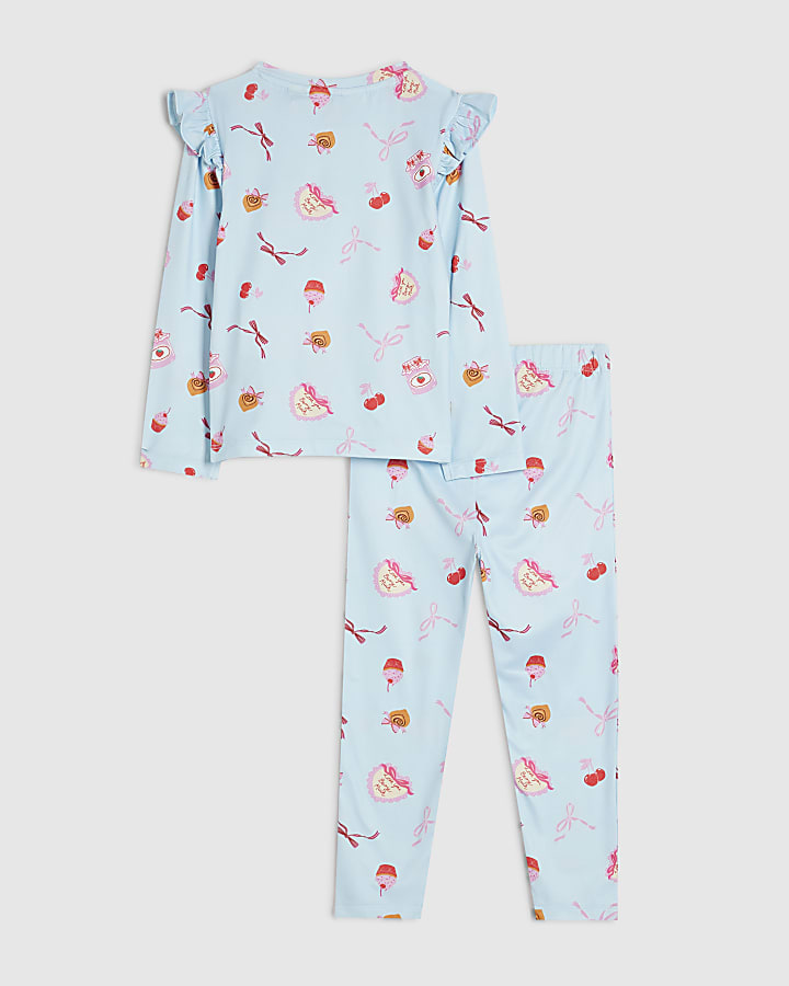 Mini Girls Blue Bakery Print Pyjamas Set