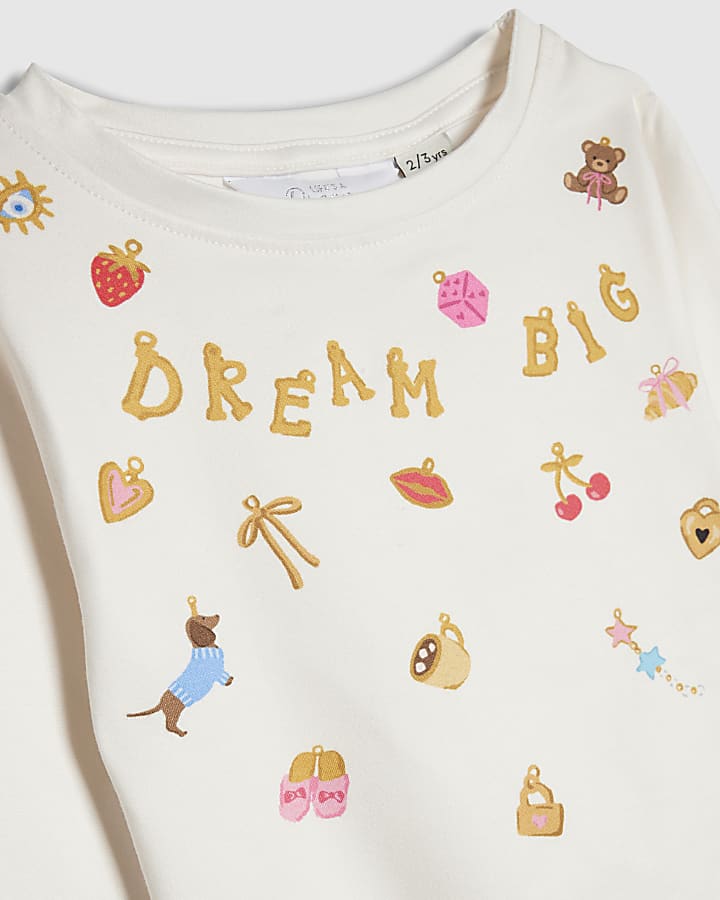 Mini Girls Cream Charm Top Tutu Pyjamas Set