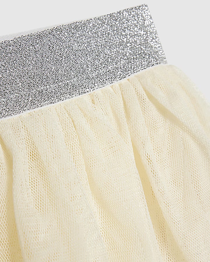 Mini Girls Cream Charm Top Tutu Pyjamas Set