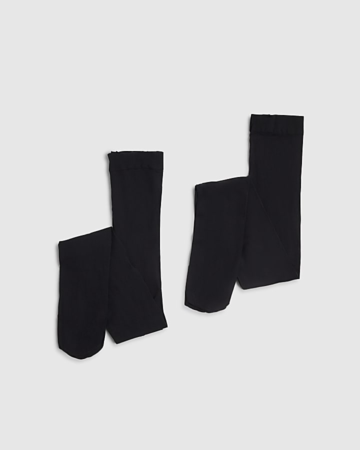Mini Girls Black Pack Of 2 Tights