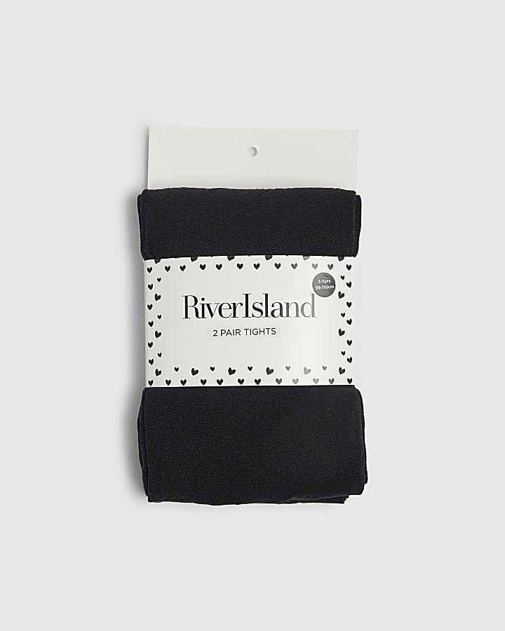 Mini Girls Black Pack Of 2 Tights
