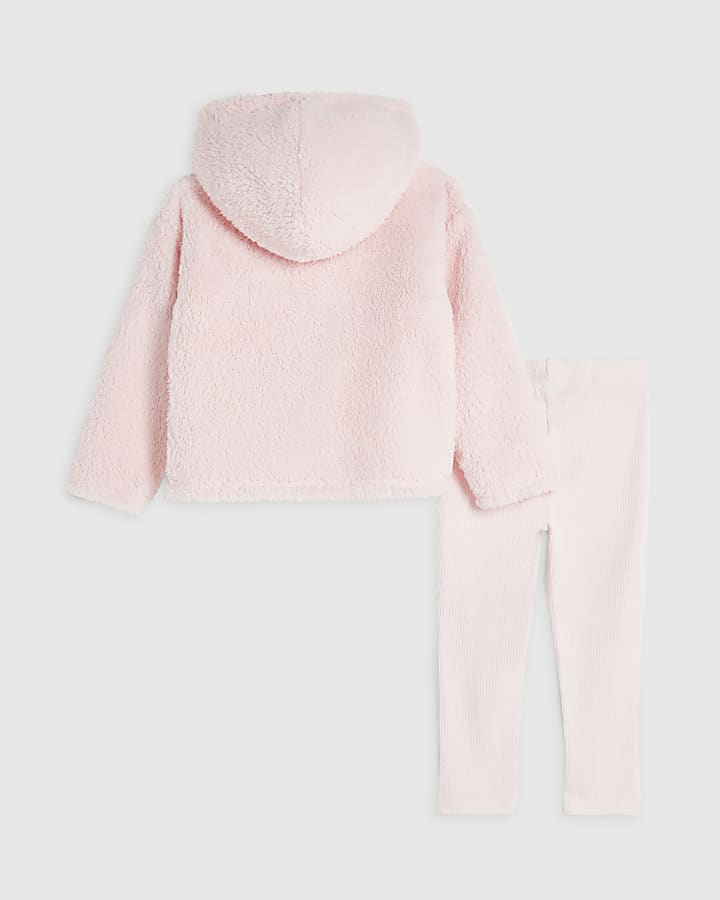 Mini Girls Pink Badge Borg Loungewear Set