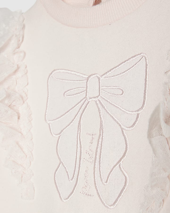 Baby Girls Pink Tulle Bow Top Set