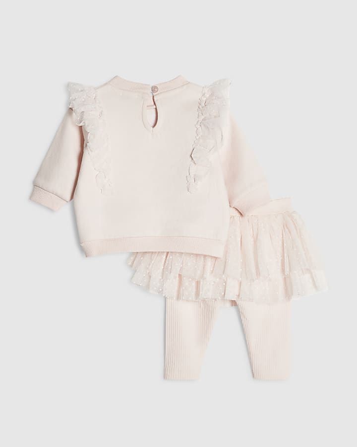 Baby Girls Pink Tulle Bow Top Set