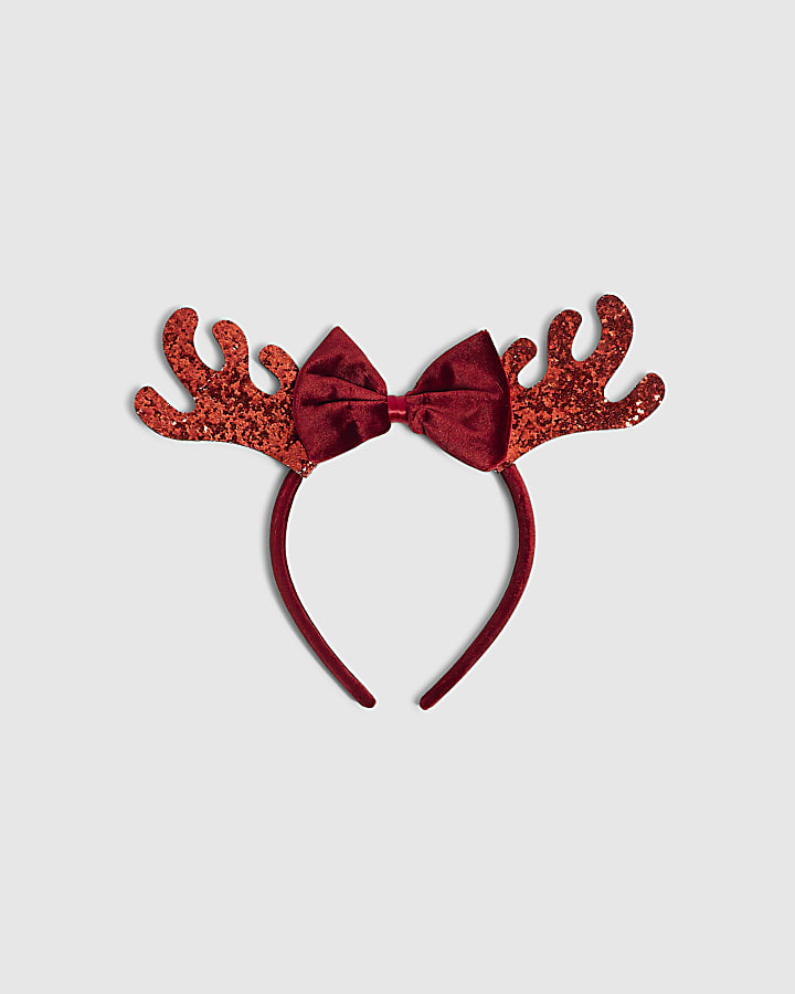 Girls Red Christmas Reindeer Antlers