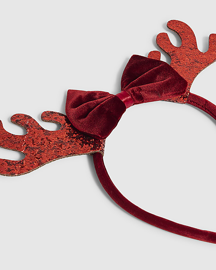 Girls Red Christmas Reindeer Antlers