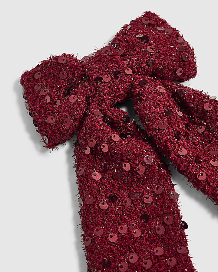 Girls Red Christmas Bow