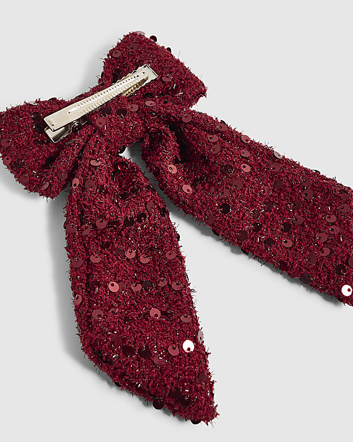 Girls Red Christmas Bow