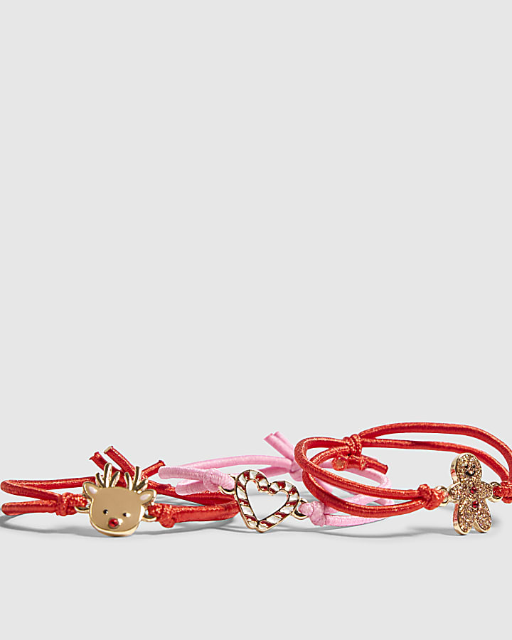 Girls Red Christmas Pack Of 3 Bracelets