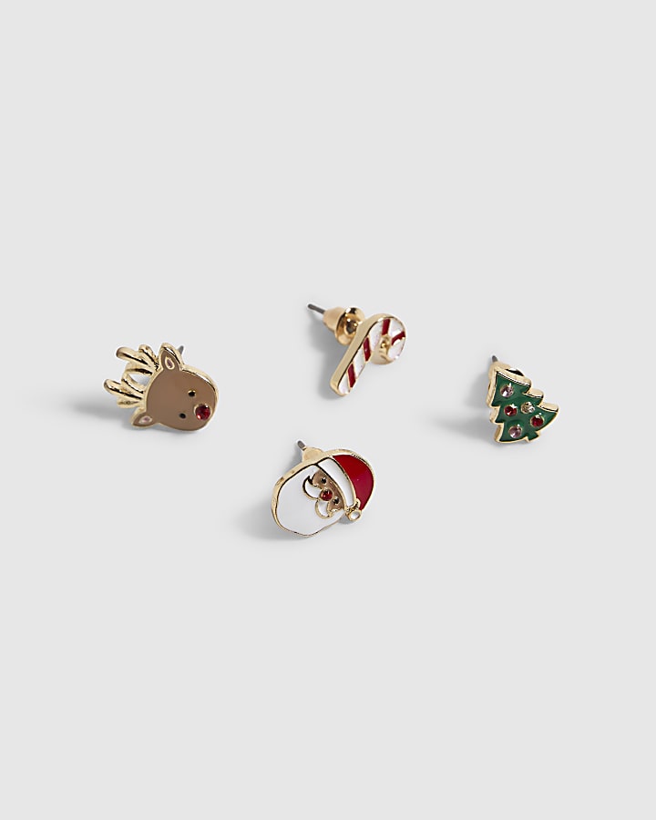 Girls Metal Christmas Pack Of 9 Earrings